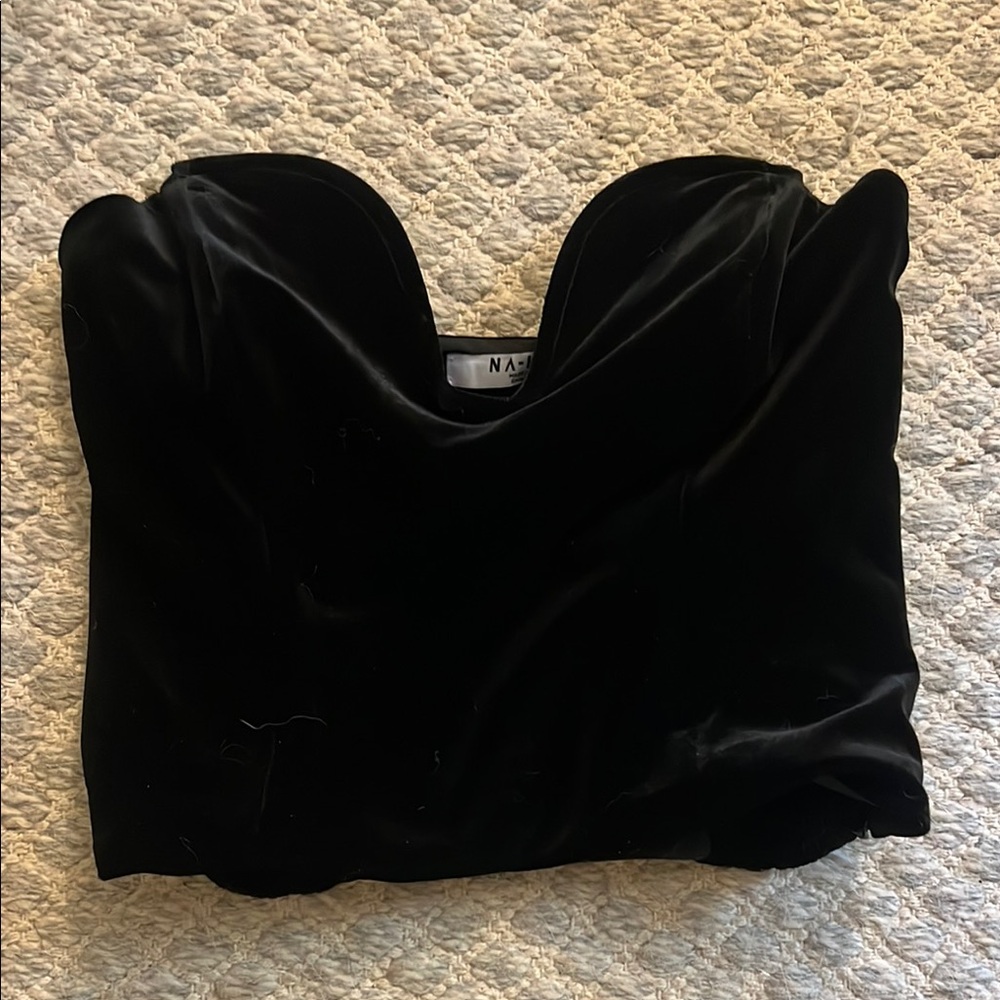 Black Velvet Women's Top - NAKD - low plunge